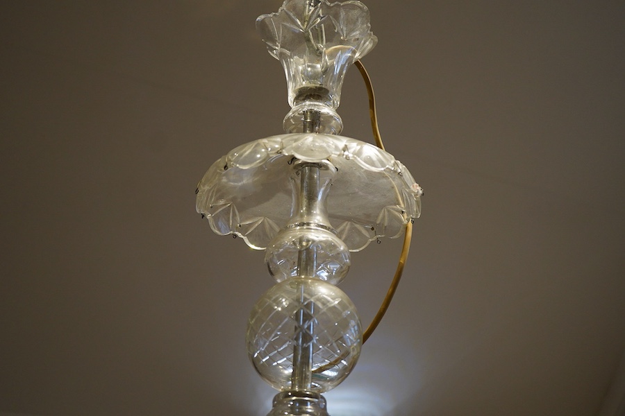 A cut glass chandelier
